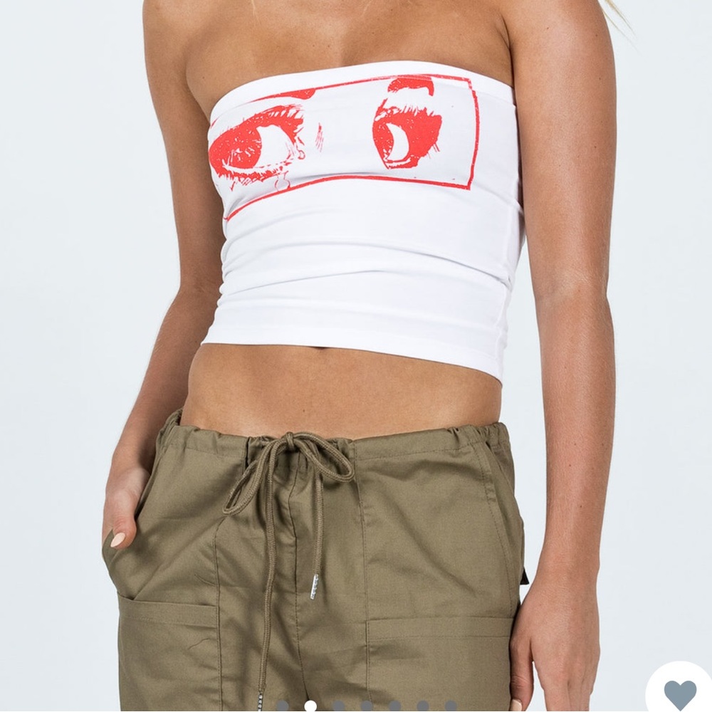 “Horror eyes” white and red tube top size 12